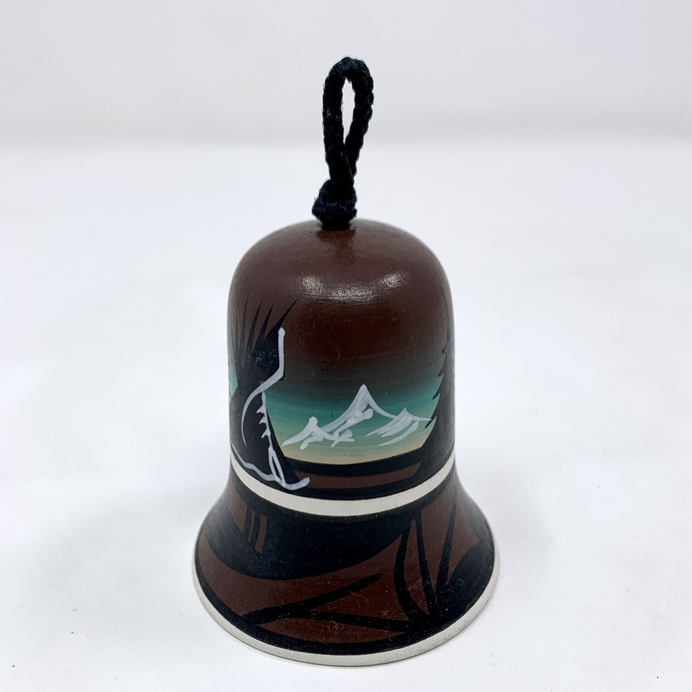 Hand Painted Navajo Southwestern Wind Chime Bell Native American Pottery Signed